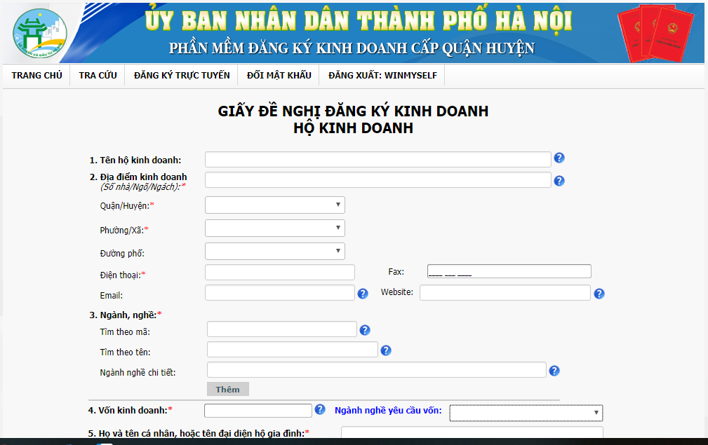 Đăng ký giấy phép kinh doanh hộ gia đình qua mạng
